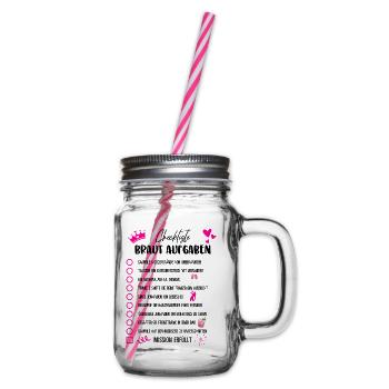 JGA Braut Checkliste Mädelsabend Party Motiv - Henkelglas mit Schraubdeckel - Klar - Rechts