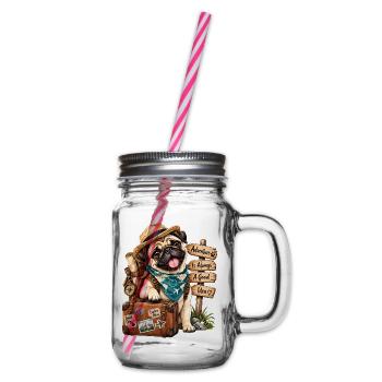 Mops Hund süßer Mops niedlicher Mops - Henkelglas mit Schraubdeckel - Klar - Rechts