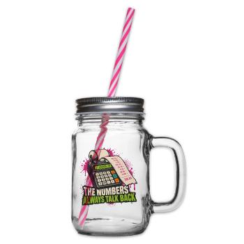 Zahlen reden zurück: Taschenrechner-Print - Henkelglas mit Schraubdeckel - Klar - Rechts