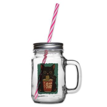 Schwarze Katze Cup Noodles Ramen Retro - Henkelglas mit Schraubdeckel - Klar - Rechts