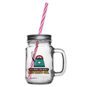 Gute Nachrichten? Schlechte Nachrichten? Der Wasserkocher steht an. - Henkelglas mit Schraubdeckel - Klar - Rechts