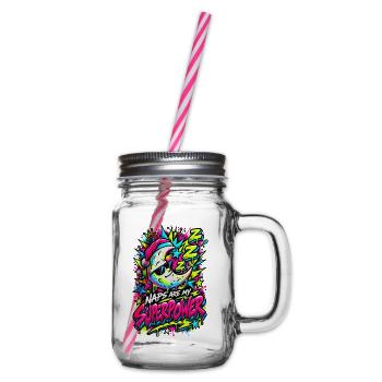 Naps sind meine Superkraft Neon - Henkelglas mit Schraubdeckel - Klar - Rechts