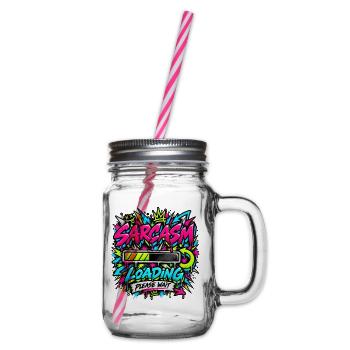 Sarcasm Loading Neon Graffiti - Henkelglas mit Schraubdeckel - Klar - Rechts