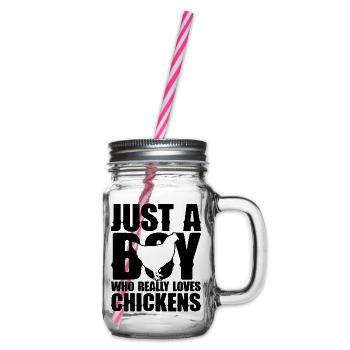 Huhn Liebhaber Statement - Henkelglas mit Schraubdeckel - Klar - Rechts