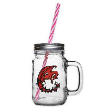 Crimson Dragon im Vine Circle - Henkelglas mit Schraubdeckel - Klar - Rechts