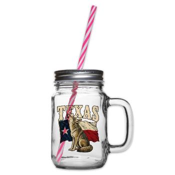 Texas Wolf Flagge - Henkelglas mit Schraubdeckel - Klar - Rechts