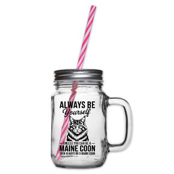 Maine Coon Sprüche Lustiges Maine Coon Geschenk - Henkelglas mit Schraubdeckel - Klar - Rechts