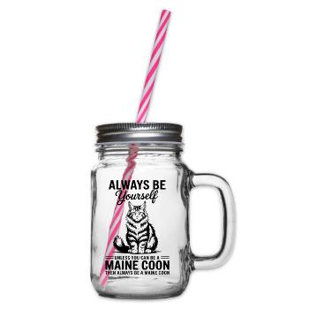 Maine Coon Sprüche Lustiges Maine Coon Geschenk - Henkelglas mit Schraubdeckel - Klar - Rechts