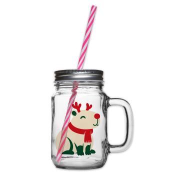 Rentier Rote Nase Clipart - Henkelglas mit Schraubdeckel - Klar - Rechts