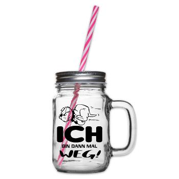 Ich bin dann mal weg Hund rennt Lustige Sprüche - Henkelglas mit Schraubdeckel - Klar - Rechts