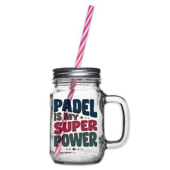 Padel Spielerin Spieler Padel is my Superpower - Henkelglas mit Schraubdeckel - Klar - Rechts