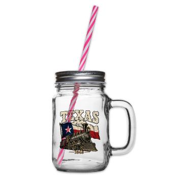 Texas Eisenbahn 1845 Vintage - Henkelglas mit Schraubdeckel - Klar - Rechts