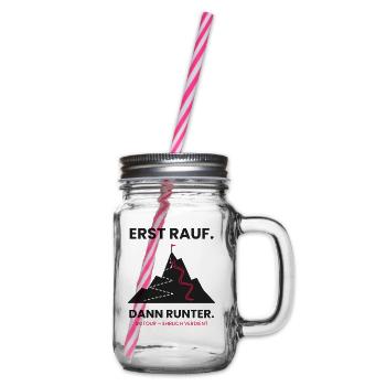 Erst rauf, dann runter | Skitour - Henkelglas mit Schraubdeckel - Klar - Rechts
