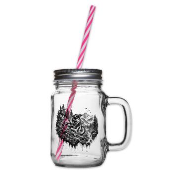 Motocross Enduro Fahrer Offroad Motorrad Geschenk - Henkelglas mit Schraubdeckel - Klar - Rechts