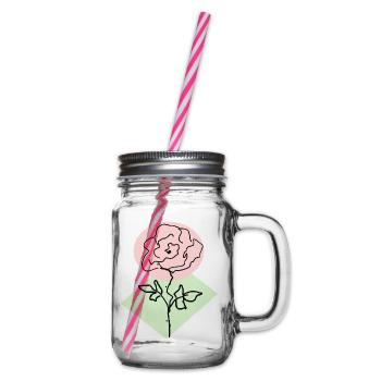 Rosenlinie im rosa Kreis - Henkelglas mit Schraubdeckel - Klar - Rechts