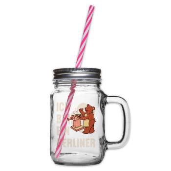 Ich bin ein Berliner – BBQ Bär Grillen Geschenk - Henkelglas mit Schraubdeckel - Klar - Rechts