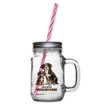 Entlebucher Sennenhund – Hunde Geschenk Idee - Henkelglas mit Schraubdeckel - Klar - Rechts