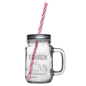 Wohnmobil Kerl - Henkelglas mit Schraubdeckel - Klar - Rechts