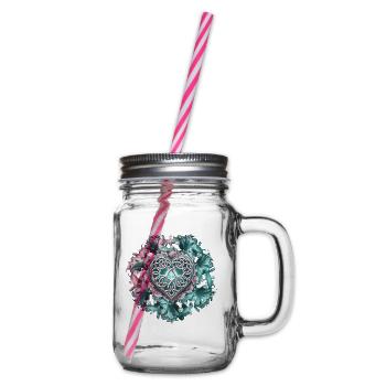  Keltisches Herz Mit Blumen Und Verschlungenen - Henkelglas mit Schraubdeckel - Klar - Rechts