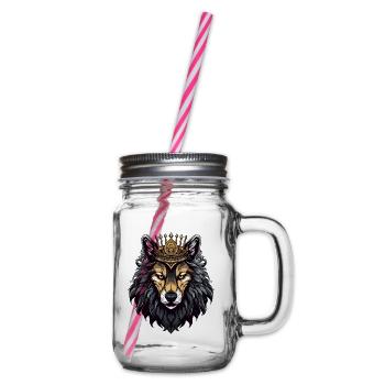 Wolf Kopf mit Krone - Henkelglas mit Schraubdeckel - Klar - Rechts