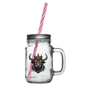 Stier Kopf mit Krone - Henkelglas mit Schraubdeckel - Klar - Rechts