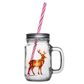 Herbst Hirsch - Wald & Natur Tiermotiv - Henkelglas mit Schraubdeckel - Klar - Rechts
