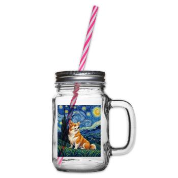 Corgi Sternennacht – lustiger walisischer Corgi-Hundeliebhaber - Henkelglas mit Schraubdeckel - Klar - Rechts