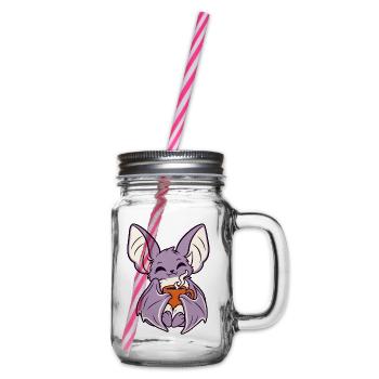 Kaffee-Fledermaus mit Becher - Henkelglas mit Schraubdeckel - Klar - Rechts