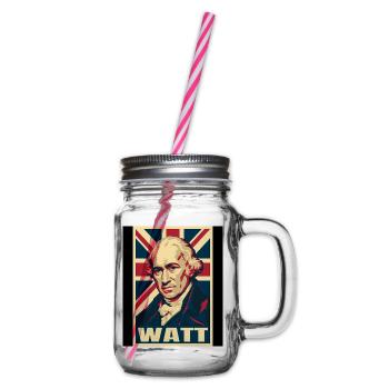 James Watt UK Pop Art - Henkelglas mit Schraubdeckel - Klar - Rechts