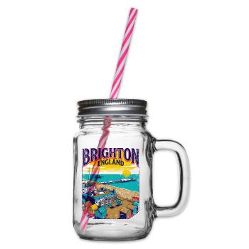 City Retro Brighton England Seaside Coastal - Henkelglas mit Schraubdeckel - Klar - Rechts