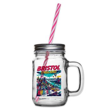 Retro Bristol England City Skyline Travel - Henkelglas mit Schraubdeckel - Klar - Rechts