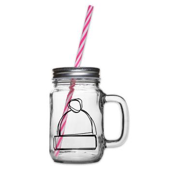 Pudelmütze handgezeichnet - Henkelglas mit Schraubdeckel - Klar - Rechts