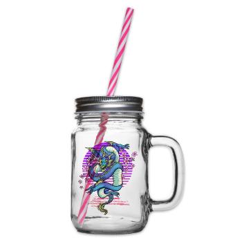 Drache Kirschblüten Fantasy - Henkelglas mit Schraubdeckel - Klar - Rechts