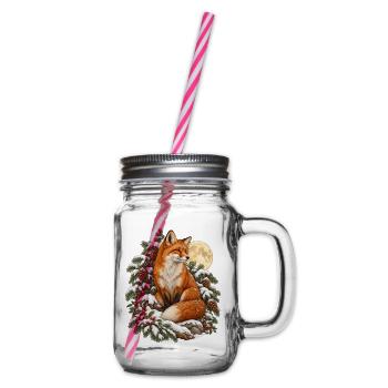 Fuchs im Winterwald - Henkelglas mit Schraubdeckel - Klar - Rechts