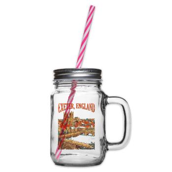Vintage Exeter England City Skyline Novelty - Henkelglas mit Schraubdeckel - Klar - Rechts