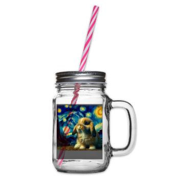 Zwergwidder Kaninchen Starry Night - Henkelglas mit Schraubdeckel - Klar - Rechts