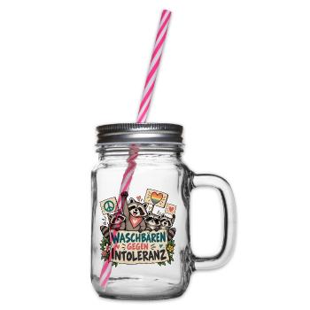 WASCHBÄREN GEGEN INTOLERANZ - Henkelglas mit Schraubdeckel - Klar - Rechts