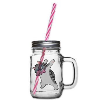 Nerd Katze Dab - Henkelglas mit Schraubdeckel - Klar - Rechts