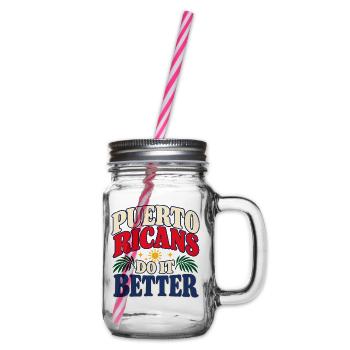 Puerto Rico Farben Rot Blau Weiß - Henkelglas mit Schraubdeckel - Klar - Rechts