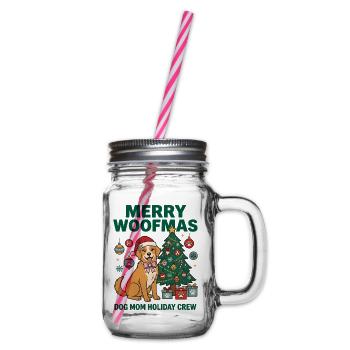 Fröhliche Woofmas Hundemama-Weihnachtscrew - Henkelglas mit Schraubdeckel - Klar - Rechts