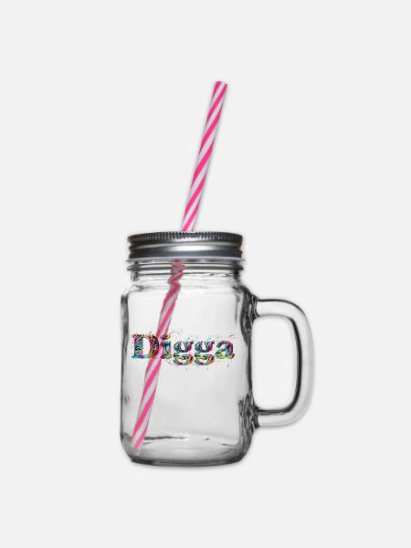 Digga - Grafitti - Henkelglas mit Schraubdeckel - Klar