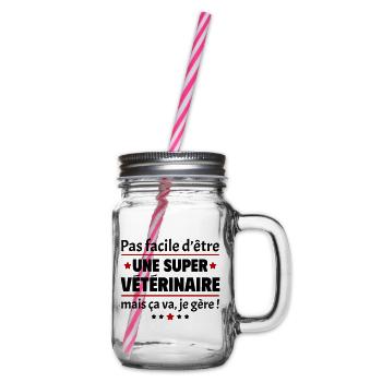 Pas facile d'être une super vétérinaire, noël - Bocal à boisson - transparent - Droite