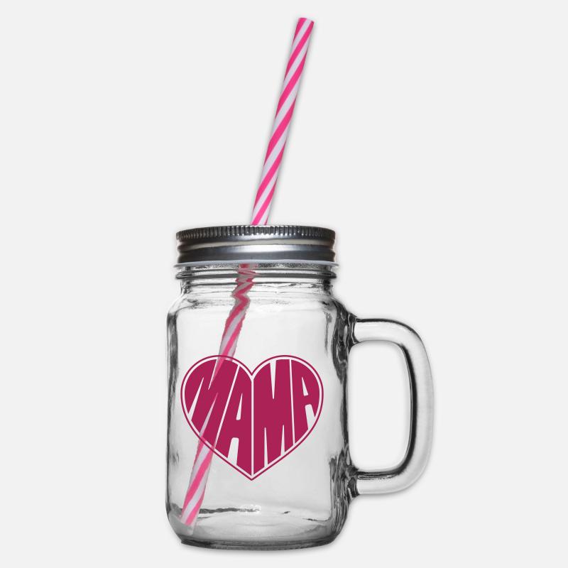 Mama Herz Muttertag Mutterherz - Henkelglas mit Schraubdeckel - Klar