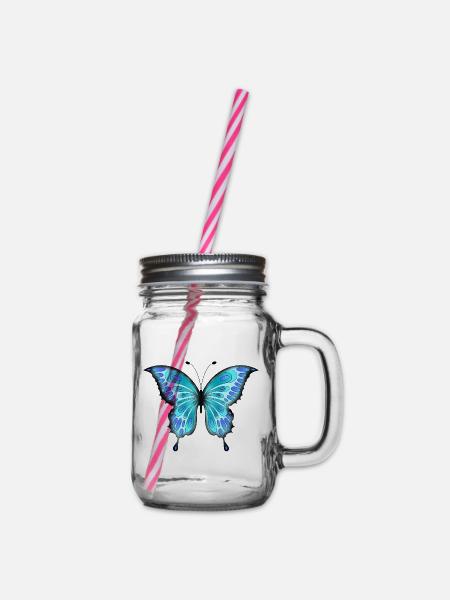 Schmetterling - Henkelglas mit Schraubdeckel - Klar
