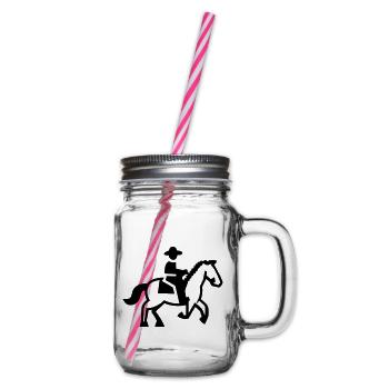 Reiter Pferd Reiter - Henkelglas mit Schraubdeckel - Klar - Rechts