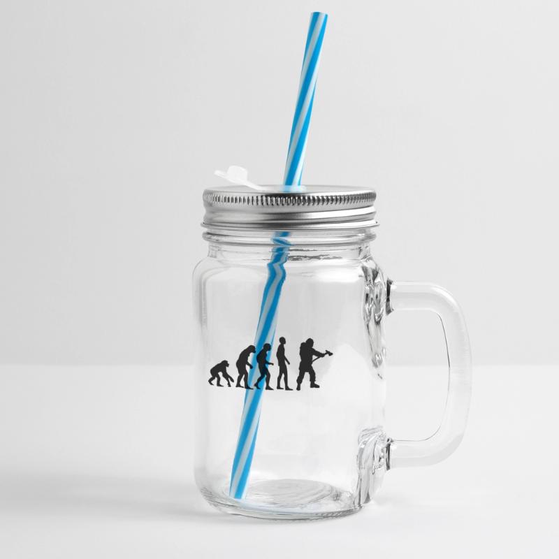 firefighter evolution Glass jar with handle and screw cap