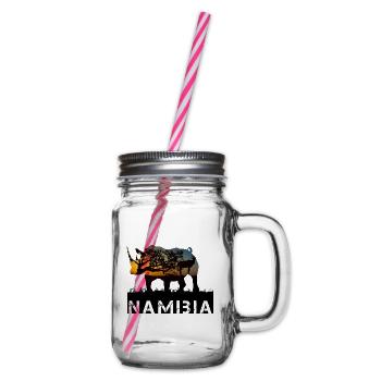 Namibia Nashorn - Henkelglas mit Schraubdeckel - Klar - Rechts