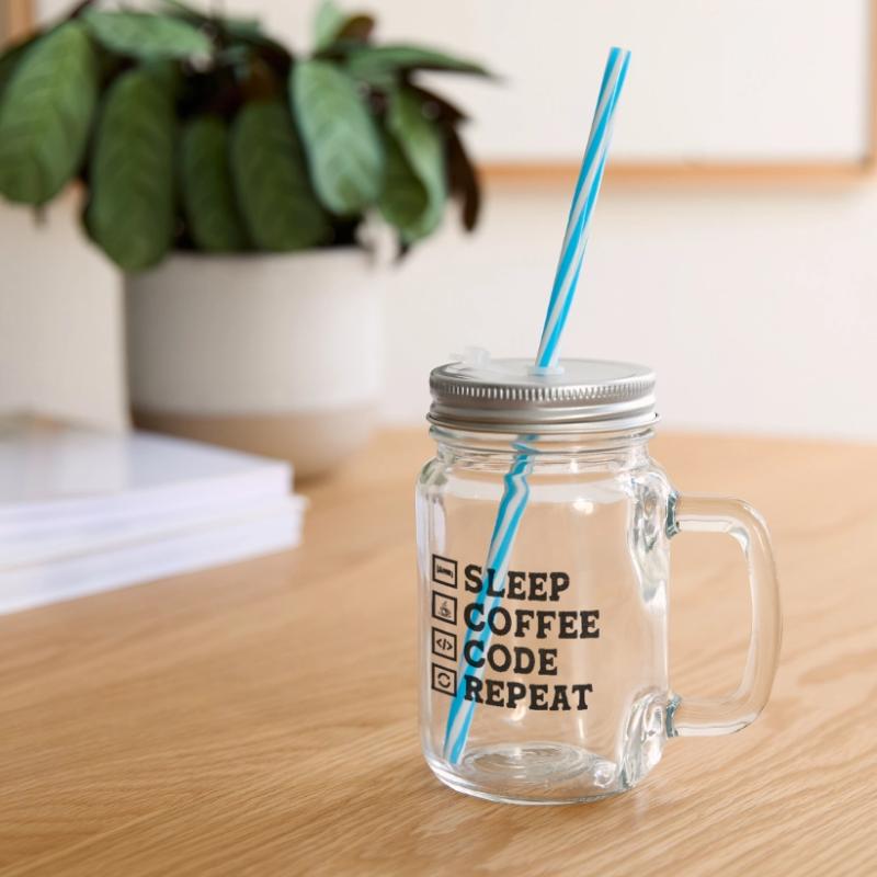Coffee Coding Programmer Coder Developer Nerd Coff Glass jar with handle and screw cap