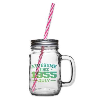 July 1955 Birthday Party July 1955 Retro - Glass jar with handle and screw cap - clear - Right