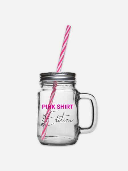Pink Shirt - Black Edition: Witziges Design - Henkelglas mit Schraubdeckel - Klar